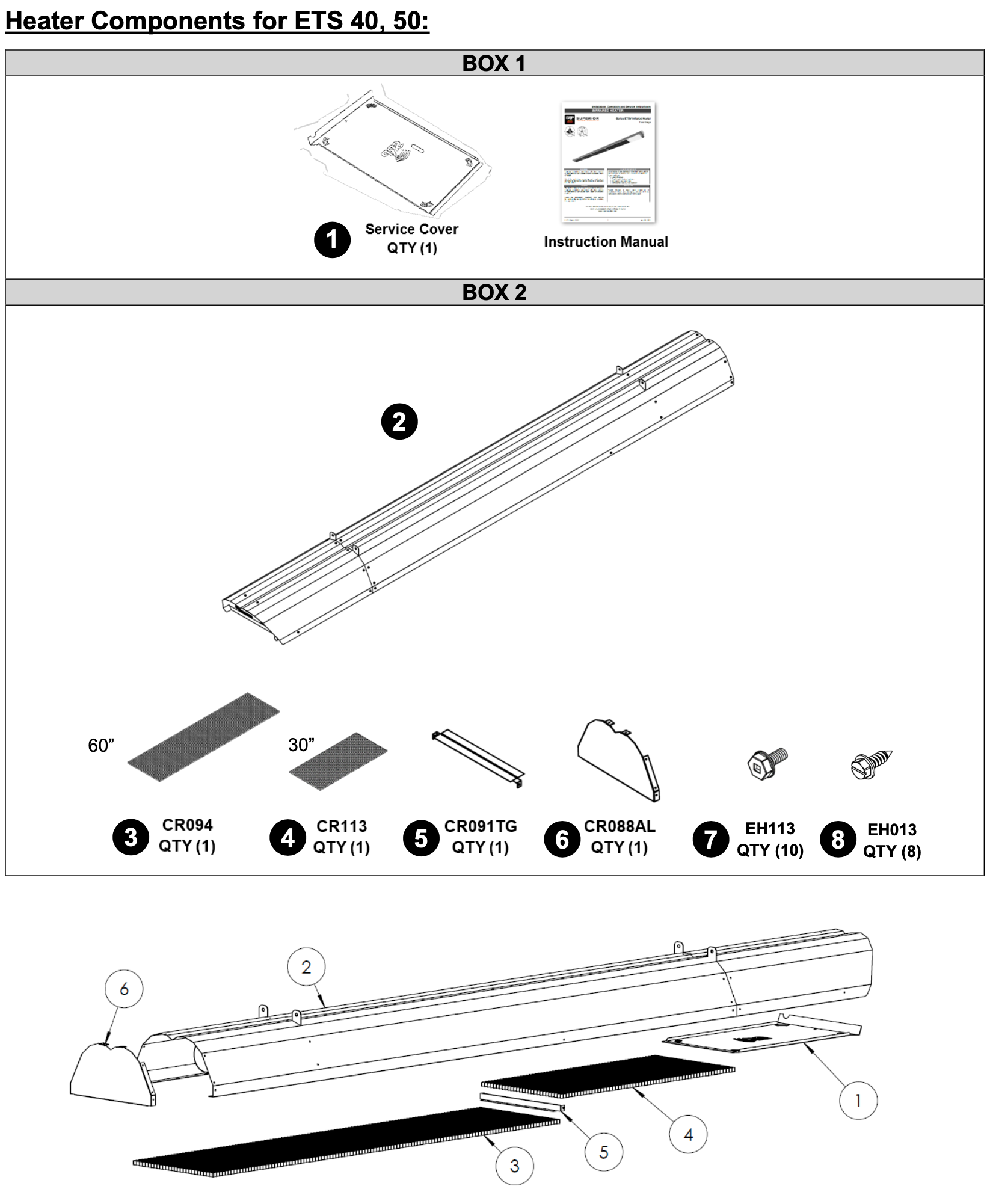 CR113 - Deco Grille ETS Heater 14" x 30"