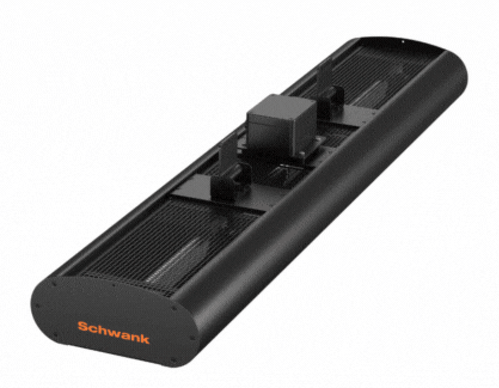 eSchwank Titan Series heater bottom profile showing short wave bulbs