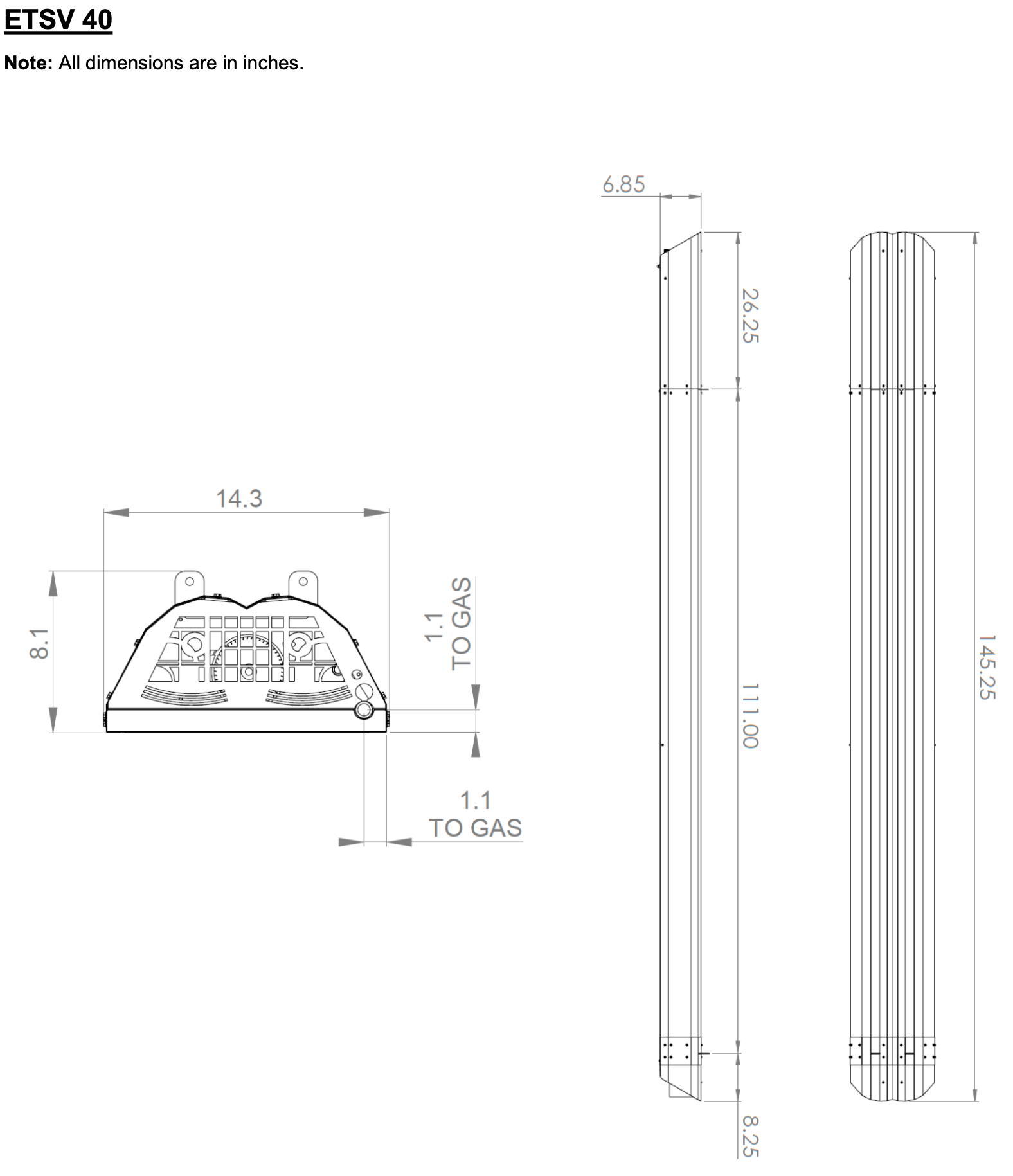 ETSV40 - 12' evenTUBE (Vented), by IR Energy, Slimline Series, Overhead Indoor/Outdoor Heater, 38,500 btu