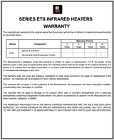 ETS100 - 17' evenTUBE Slimline, by IR Energy, Overhead Outdoor Heater, 100,000 btu, NG or LPG