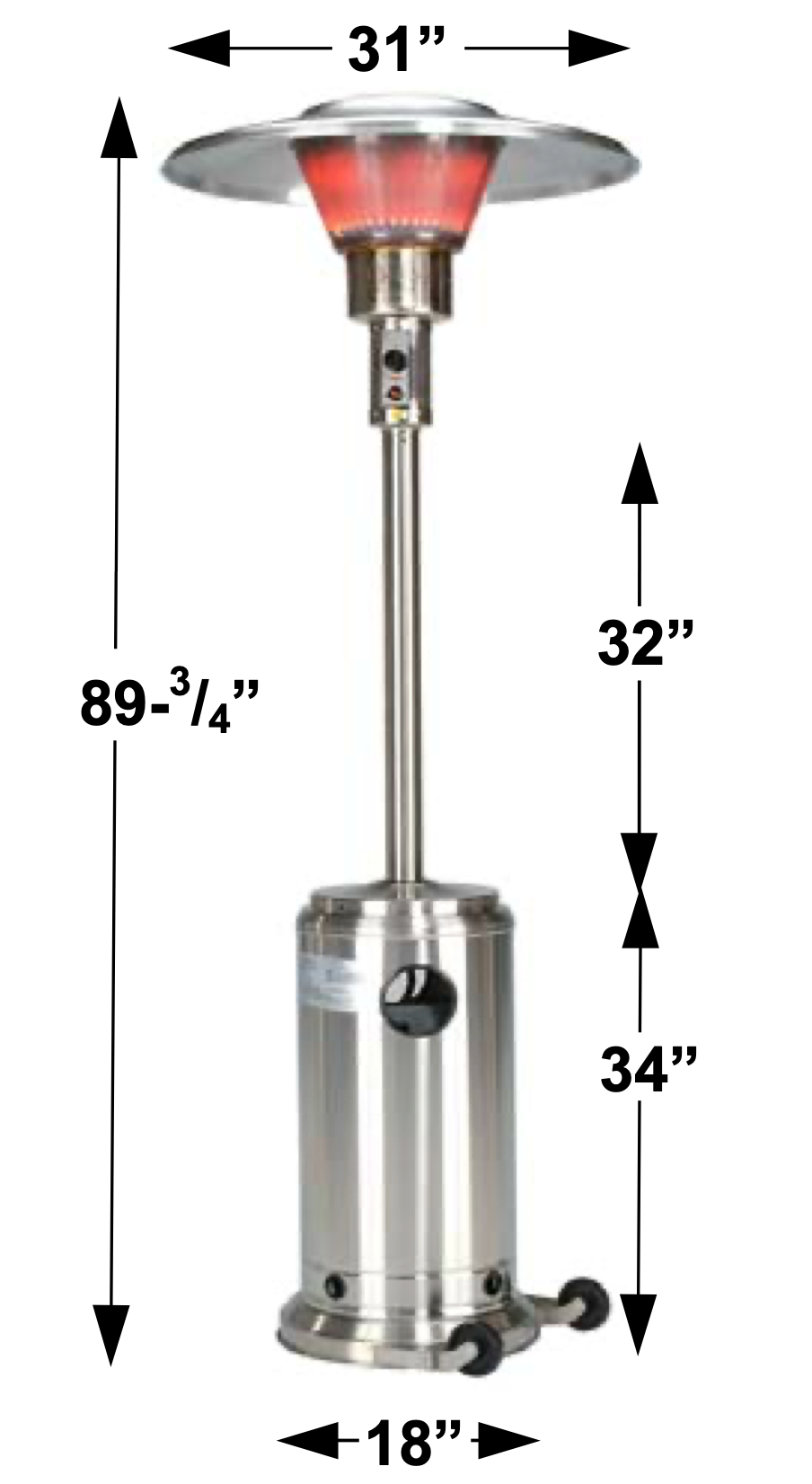 parasolSchwank Portable Propane (LPG) Heater - Stainless Steel - PS-4005-CB