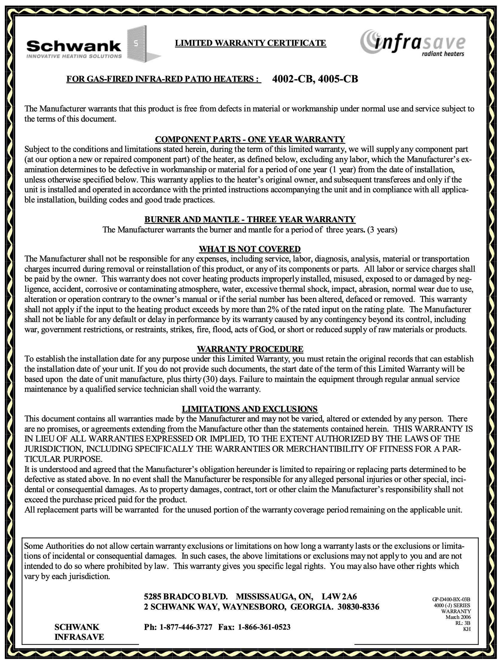 parasolSchwank Portable Propane (LPG) Heater - Stainless Steel - PS-4005-CB