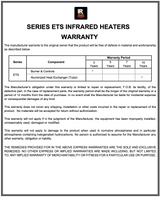 ETS40 - 9' evenTUBE Slimline, by IR Energy, Overhead Outdoor Heater, 38,500 btu, NG or LPG