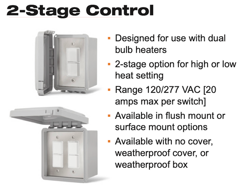 Two-Stage Control Switch for Dual Bulb electricSchwank Heaters