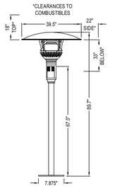 GA301U - IR Energy evenGLO, 53,000 btu, Natural Gas Patio Heater, Fixed Post Mount